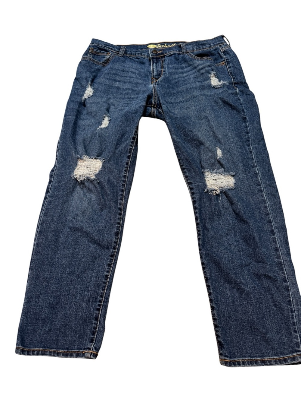 Old Navy The Boyfriend Medium Wash Straight Leg Ripped Jeans Size 12